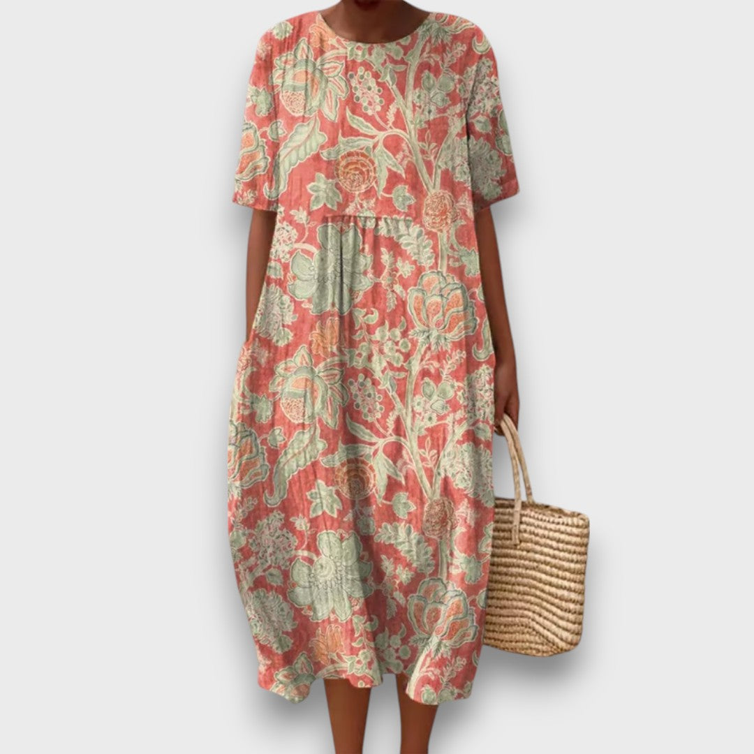 Thaleia: Vestido Midi Con Estampado Floral Vintage