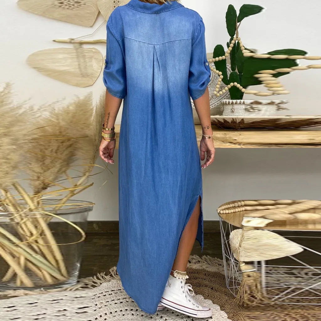 Lea™ | Vestido Largo Vaquero