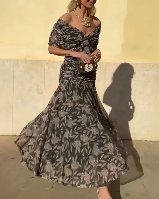 Julieta - Vestido Elegante Con Cuello en V y Hombros Descubiertos