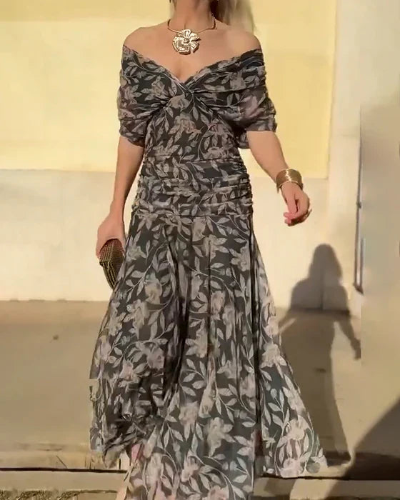 Julieta - Vestido Elegante Con Cuello en V y Hombros Descubiertos