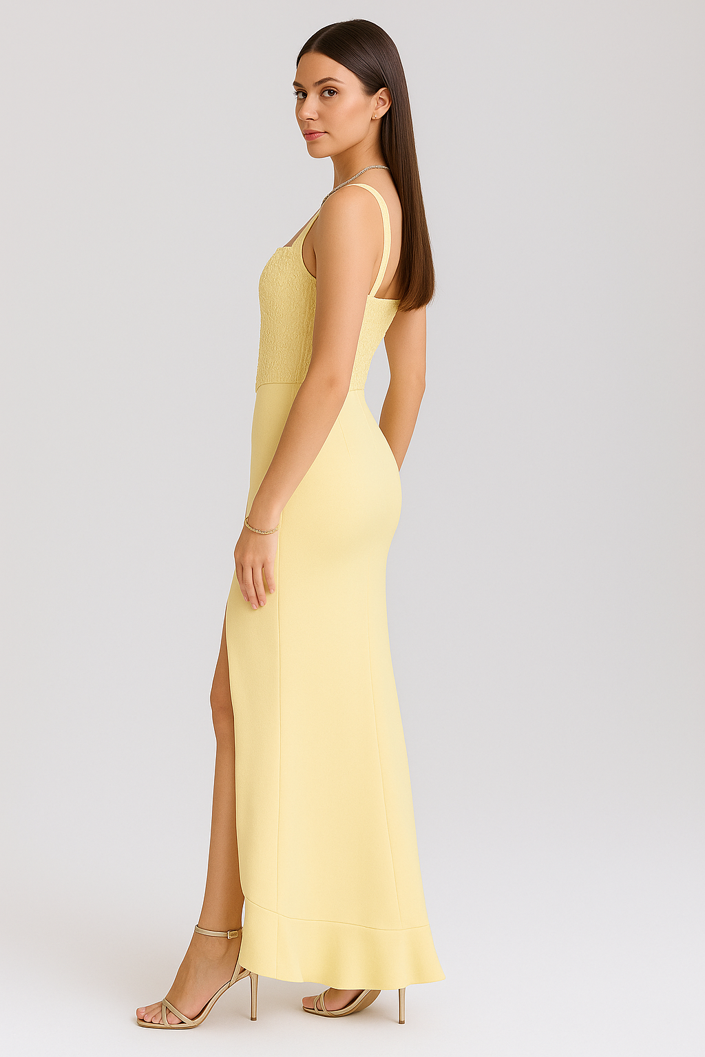 BELLA™ | VESTIDO CORSÉ DE SATÉN CON VOLANTES
