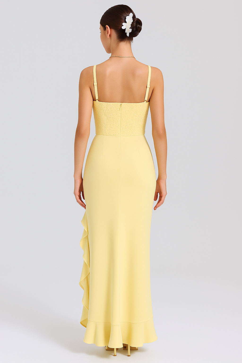 BELLA™ | VESTIDO CORSÉ DE SATÉN CON VOLANTES
