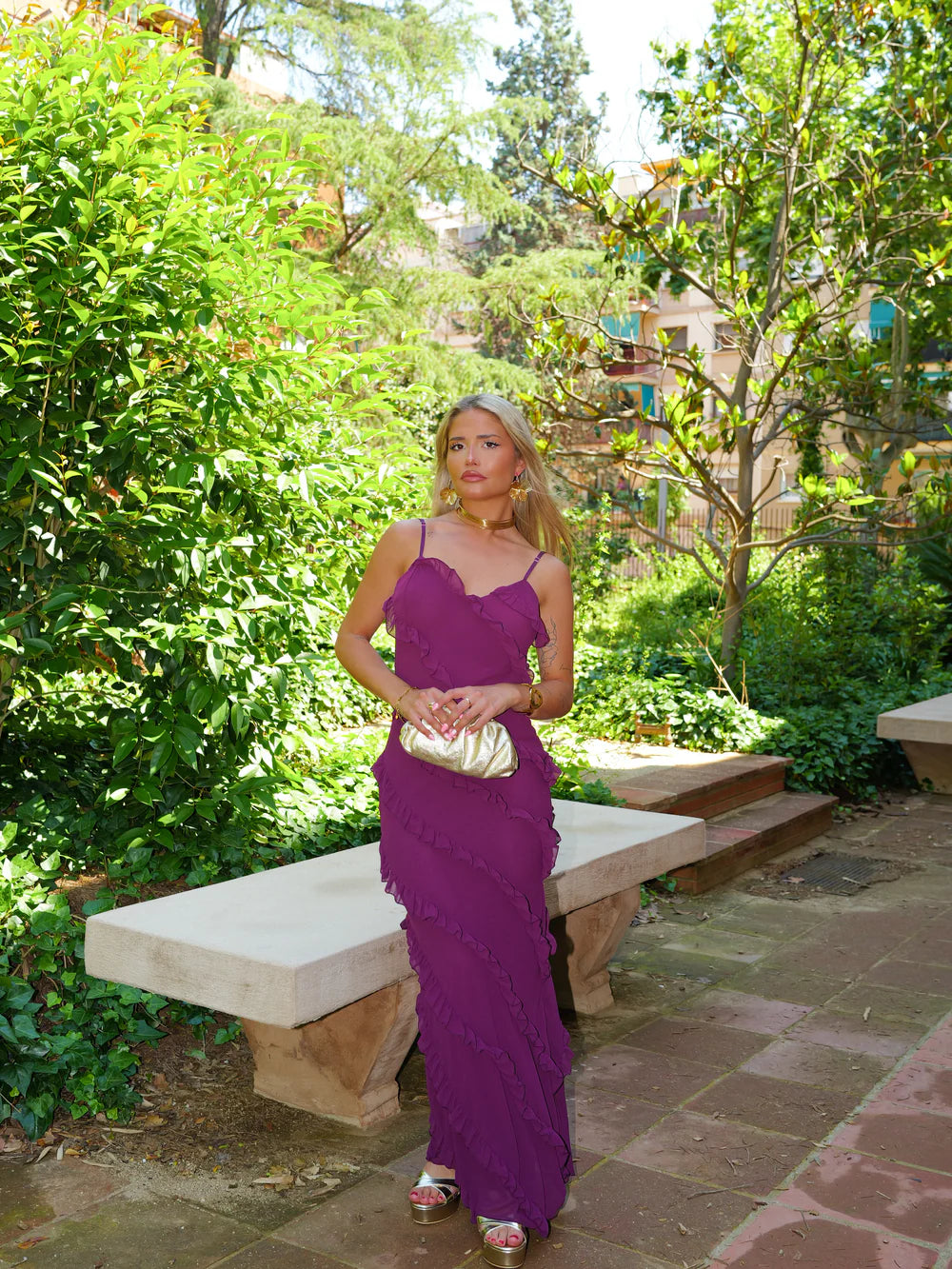 Leonor | Vestido Volantes Crepe Nude