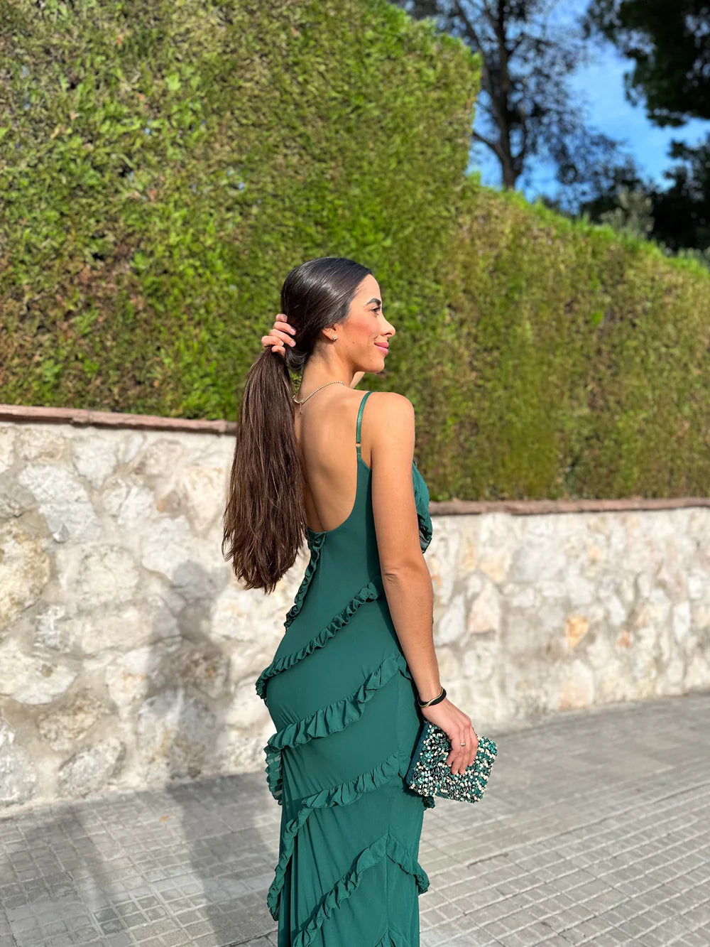 Leonor | Vestido Volantes Crepe Nude