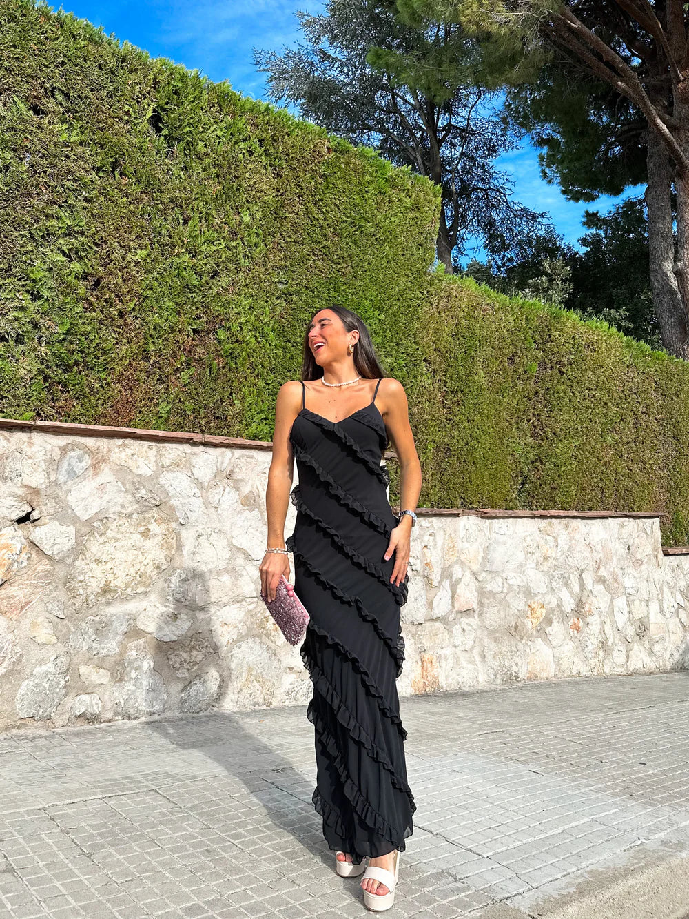 Leonor | Vestido Volantes Crepe Nude