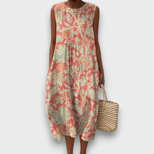 Thaleia: Vestido Midi Con Estampado Floral Vintage