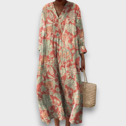 Thaleia: Vestido Midi Con Estampado Floral Vintage