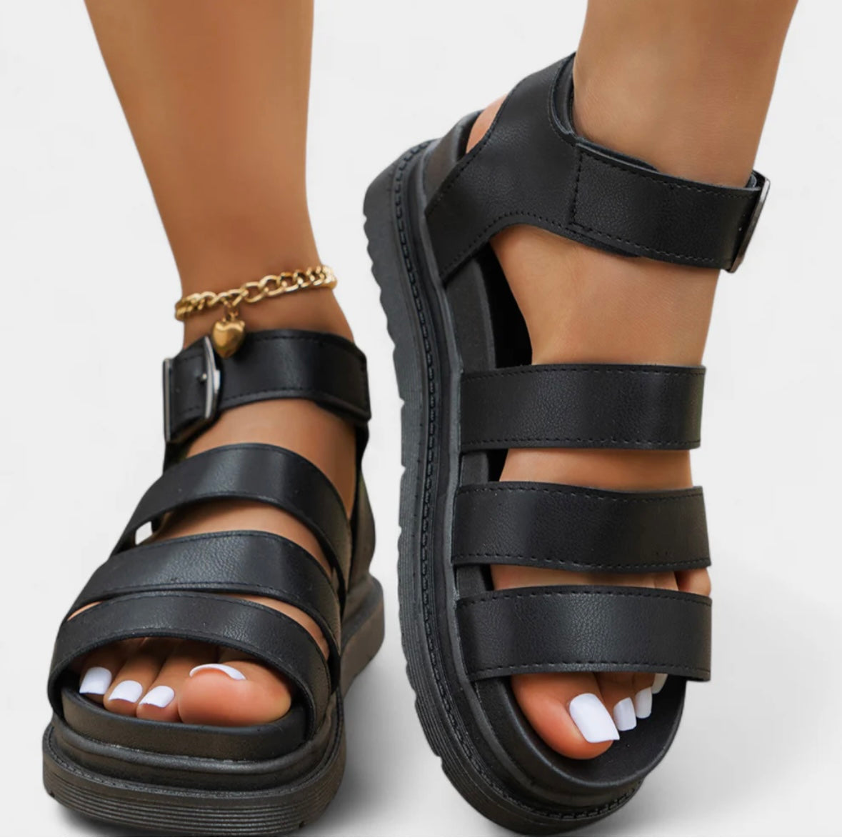 Atenea | Sandalias de plataforma luz dorada.