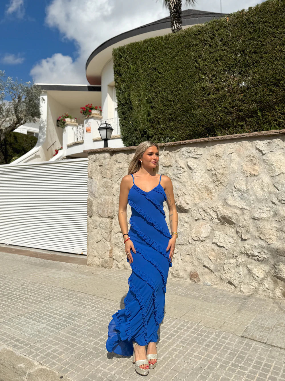 Leonor | Vestido Volantes Crepe Nude