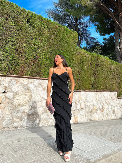 Leonor | Vestido Volantes Crepe Nude
